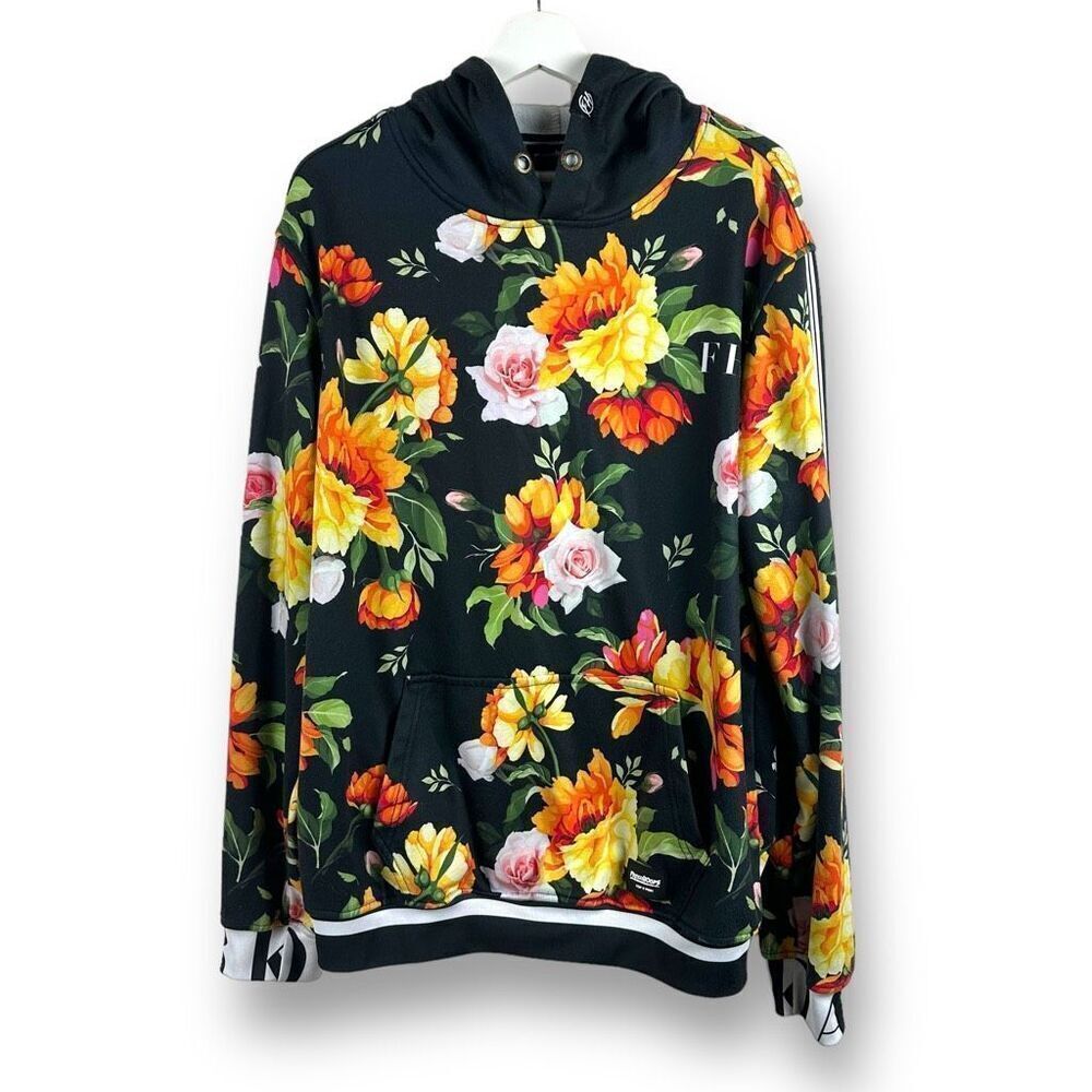 Fresh Hoods Size L Venus Rose Blossom‎ Hoodie Sweatshirt Black Bold Streetwear
